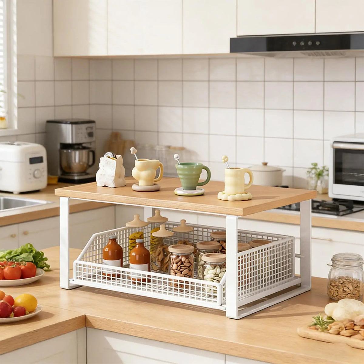 Desktop Storage Rack Double Layer Organization Shelf Counter