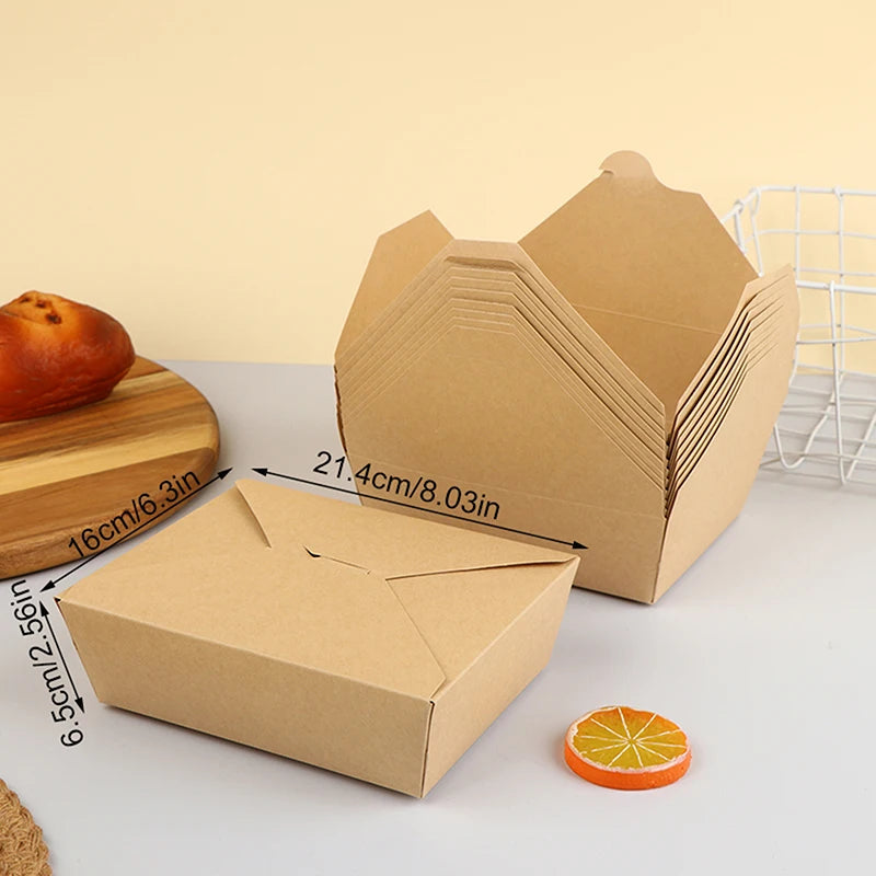10pcs Disposable Fast Food Boxes Thickened Kraft Paper
