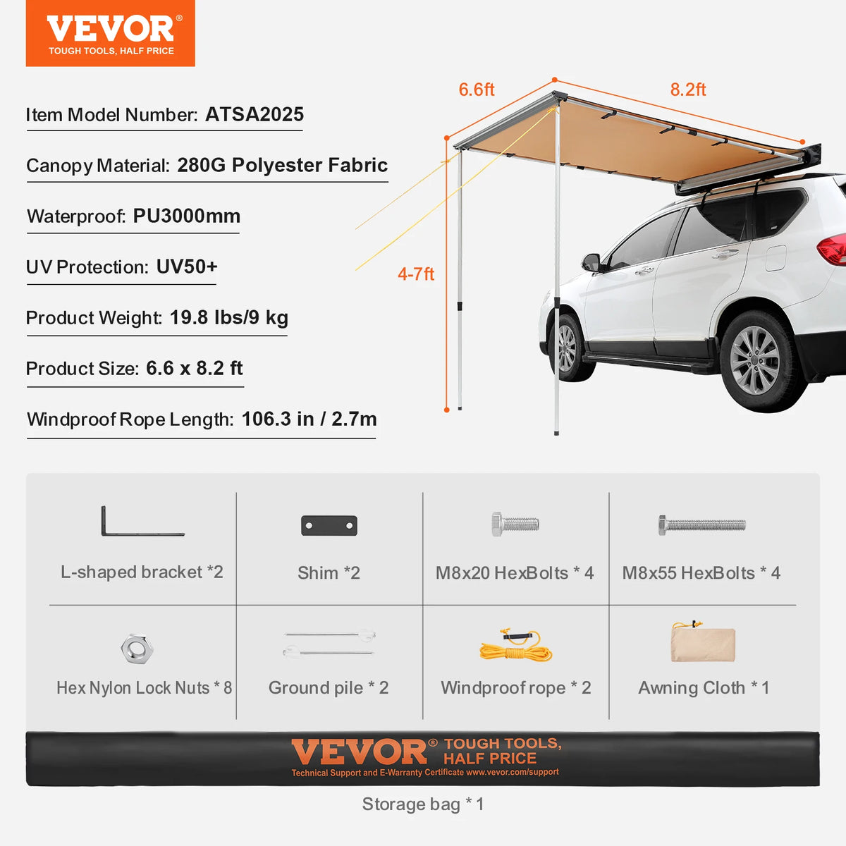 Succebuy Vehicle Awning Retractable Car Side Awning Car