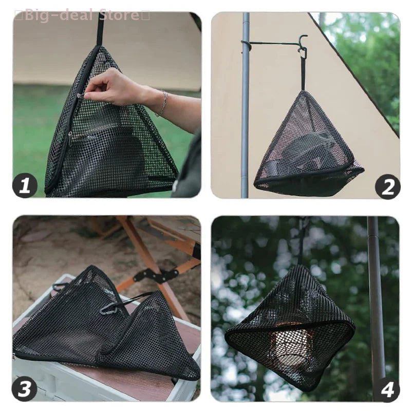 Outdoor Camping Hanging Net Foldable Storage Bag Cookware