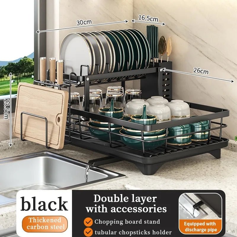 Dish Drying Rack Adjustable Stainless Steel Cutting Board