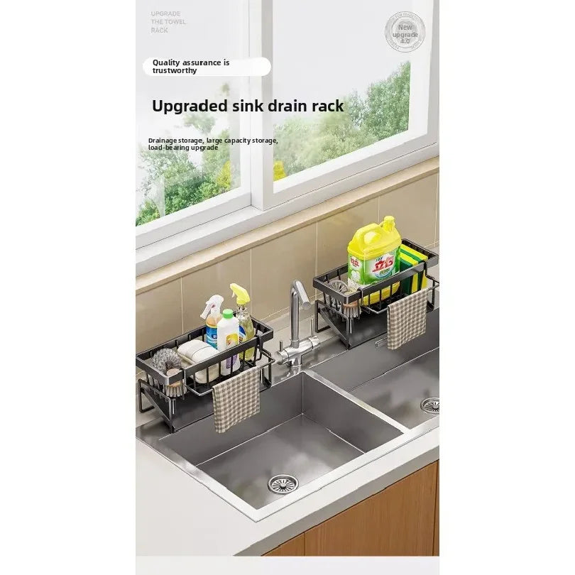 Sponge Holder Drain Rack Sink Organizer Dish Cloth
