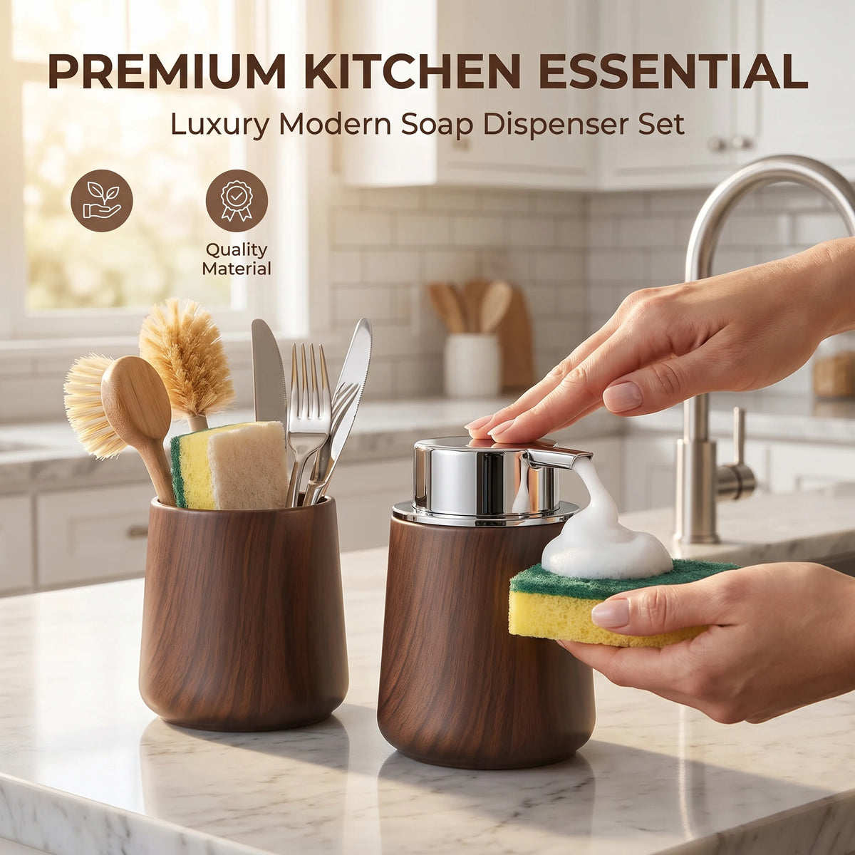 Elegant Hand Soap Dispenser Cup Bathroom & Organizer