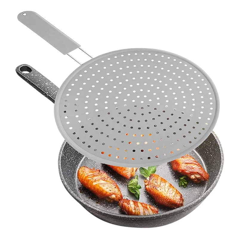 Silicone Splatter Screen Handle Heat-Resisting Oil Splash Guard