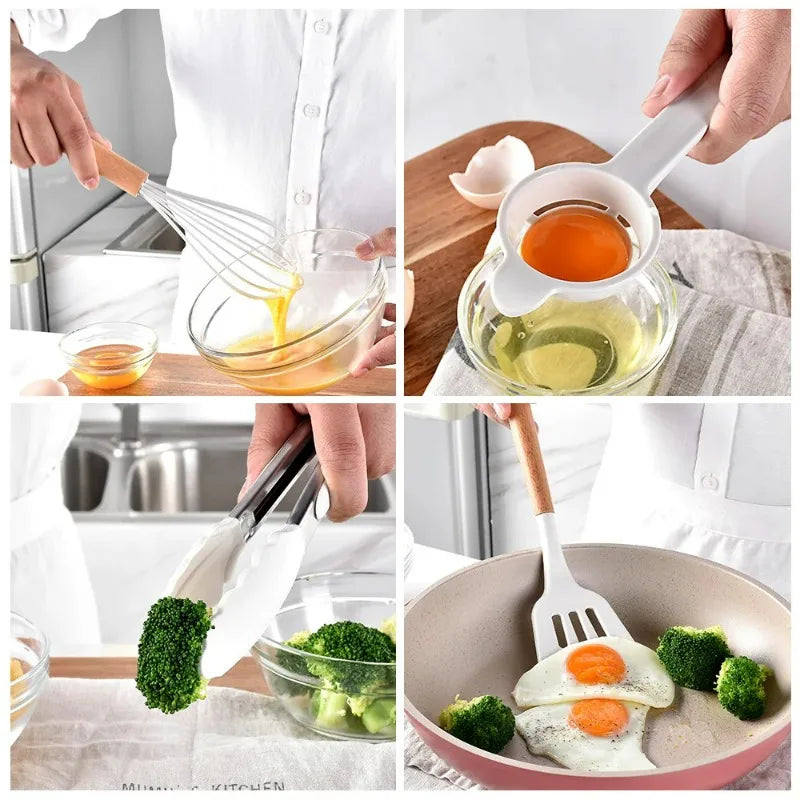 Silicone Cooking Utensils Turner Tongs Spatula Spoon Brush