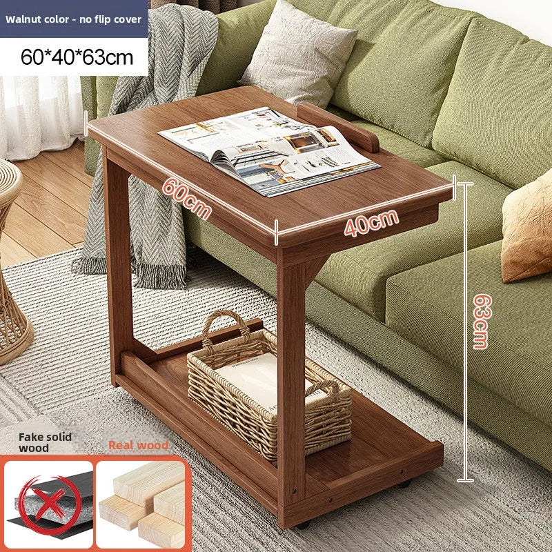 Mobile Solid Wood Coffee Table Living Room Storage