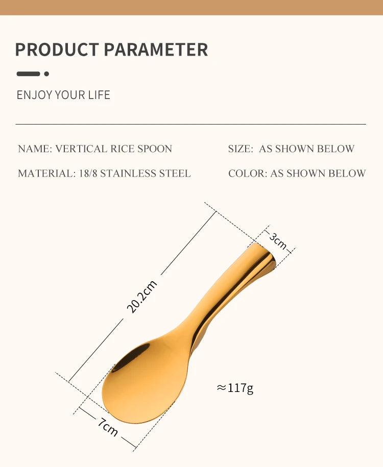 Stainless Steel Rice Spoon Golden Serving Spoons High