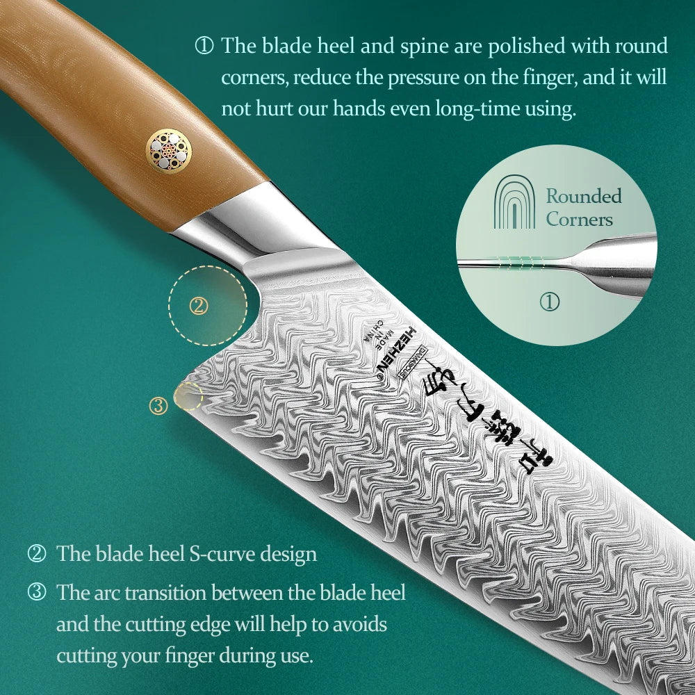 Hezhen Inch Chef Knife 67 Layers Damascus Steel