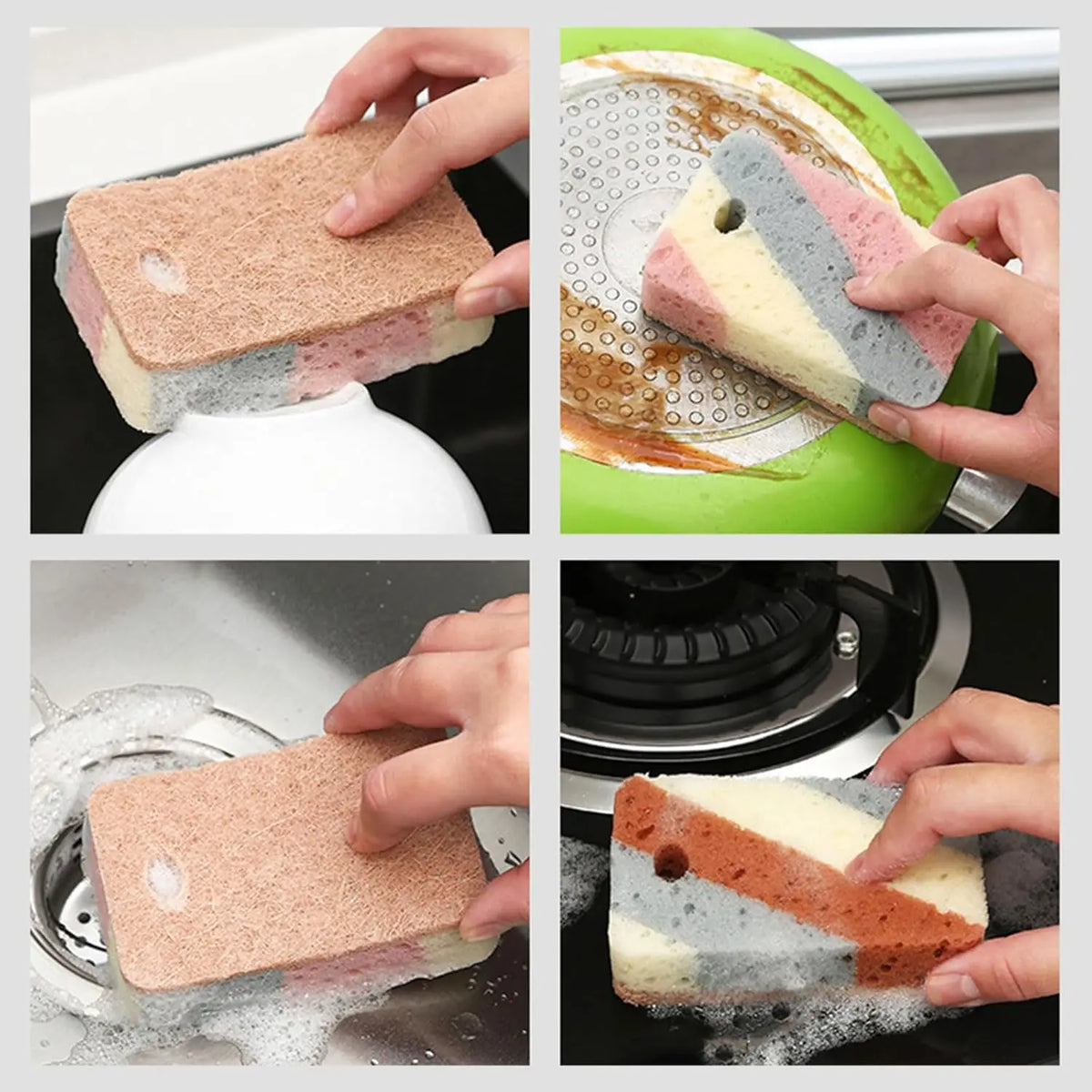 Dual Sided Dish Sponge Colorful Cellulose Sponges Utensil