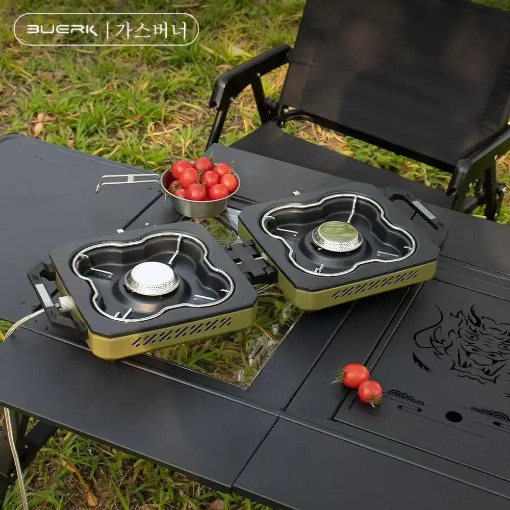 Buerk Camping Stove Double Burner High Firepower Folding