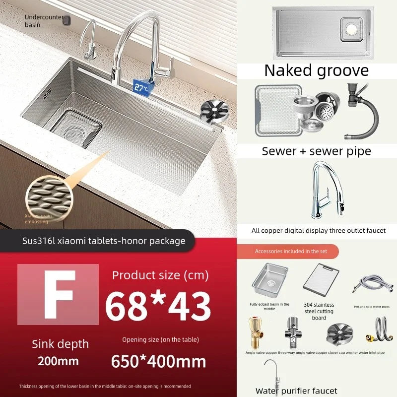 316l Stainless Steels Sink Dish Wash Sink Left