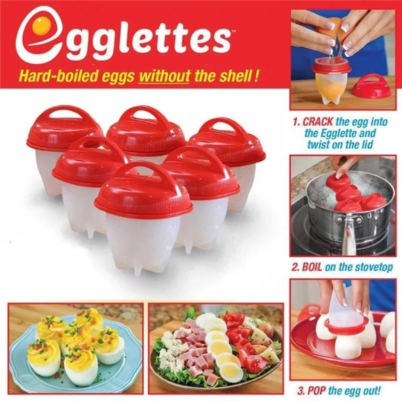 6pc Egg Poachers Cooker Silicone Non-Stick Egg Boiler