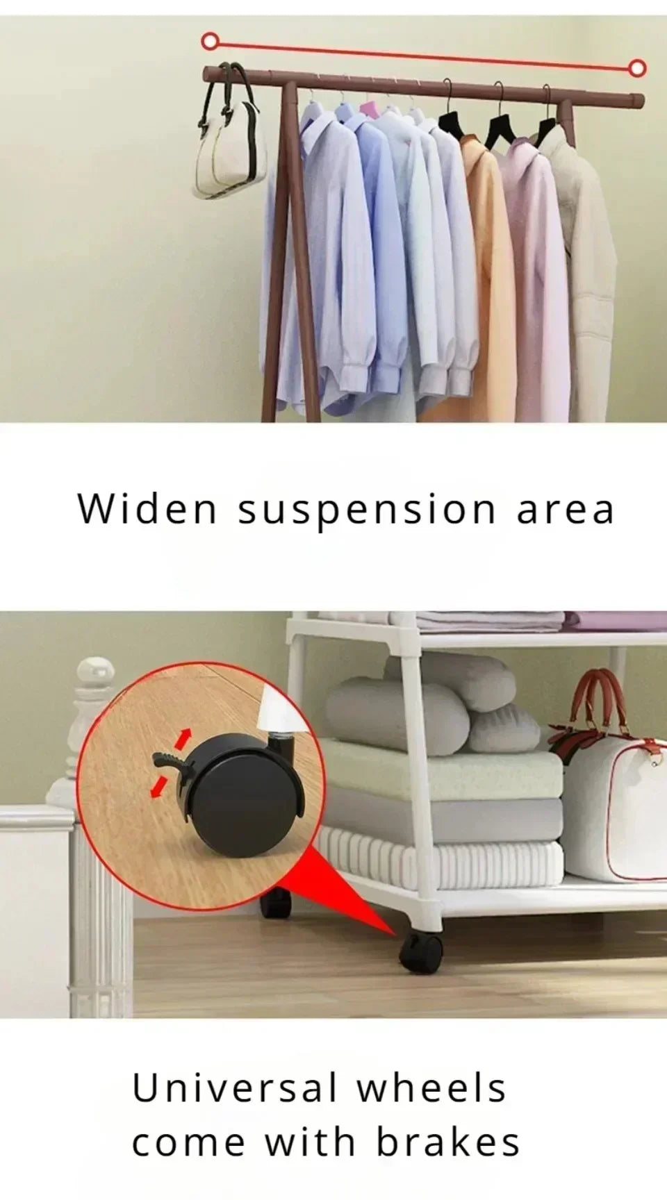Multi Purpose Storage Dorm Clothing Drying Rack Freestanding