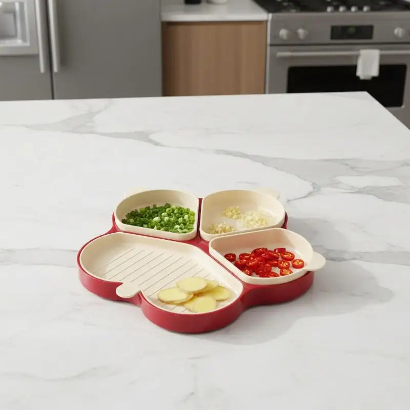 Multi Compartment Food Prep Tray Detachable Dividers Utensil