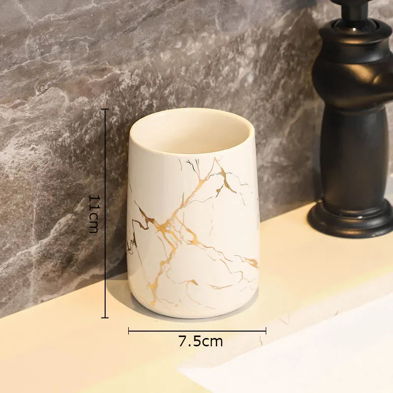 Creative Marble Texture Ceramic Toothbrush Cup Bathroom Soap