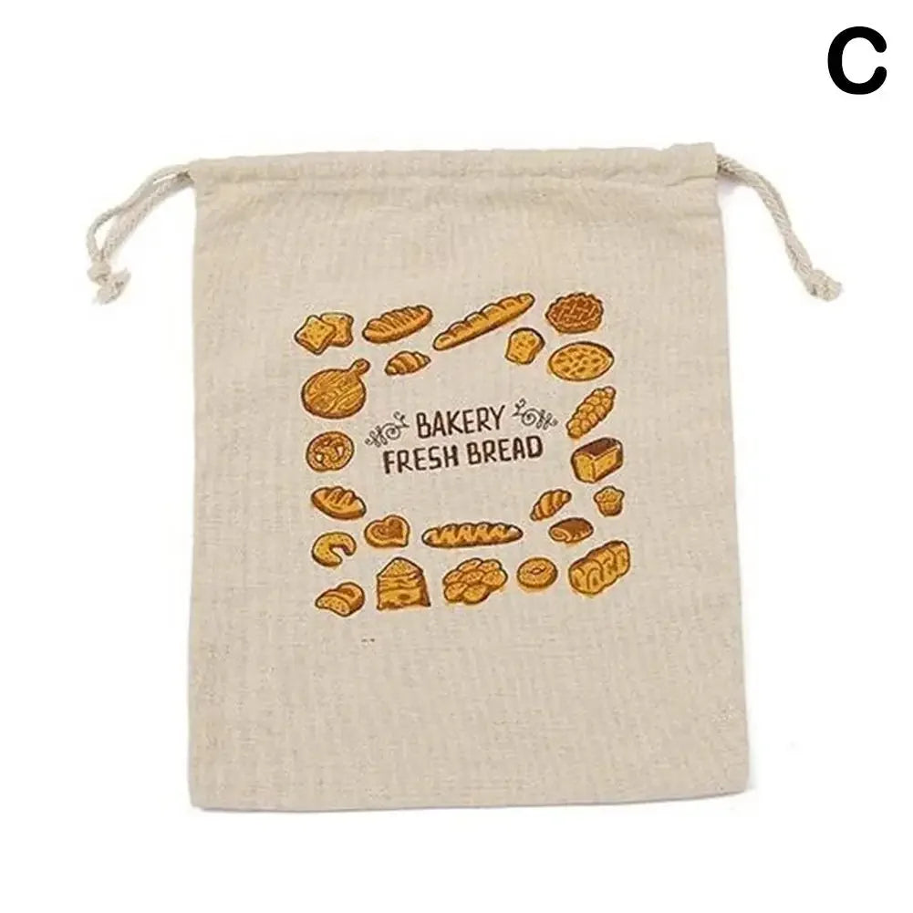 Reusable Drawstring Linen Bread Bags Large Washable Storage