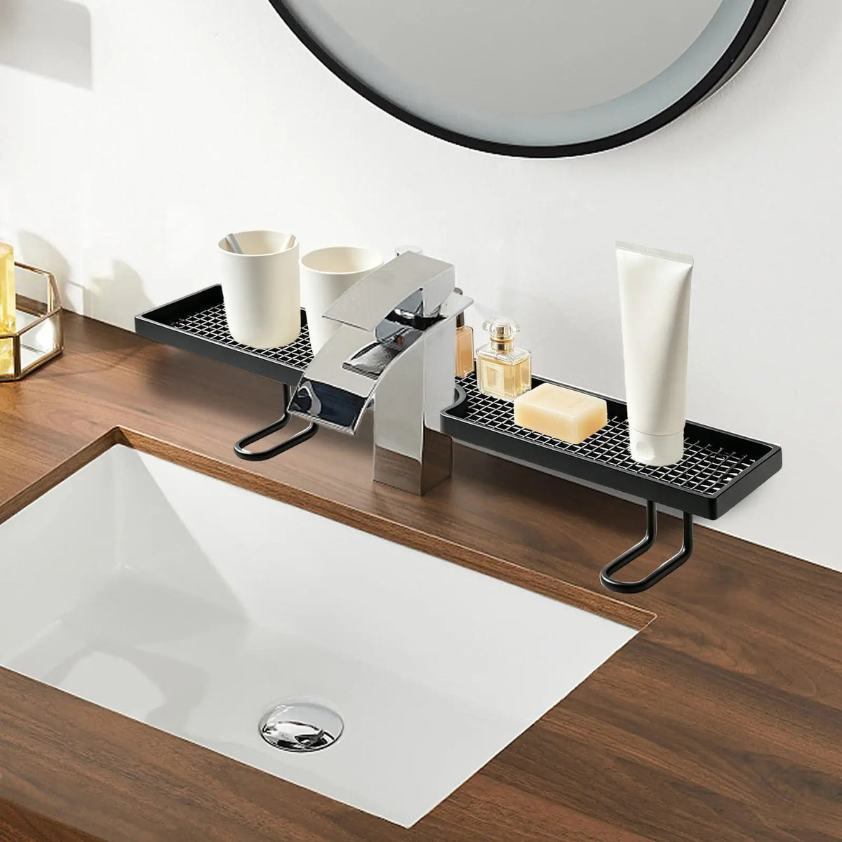 Sink Organizer Bathroom No Drilling Floating Easy Drainage