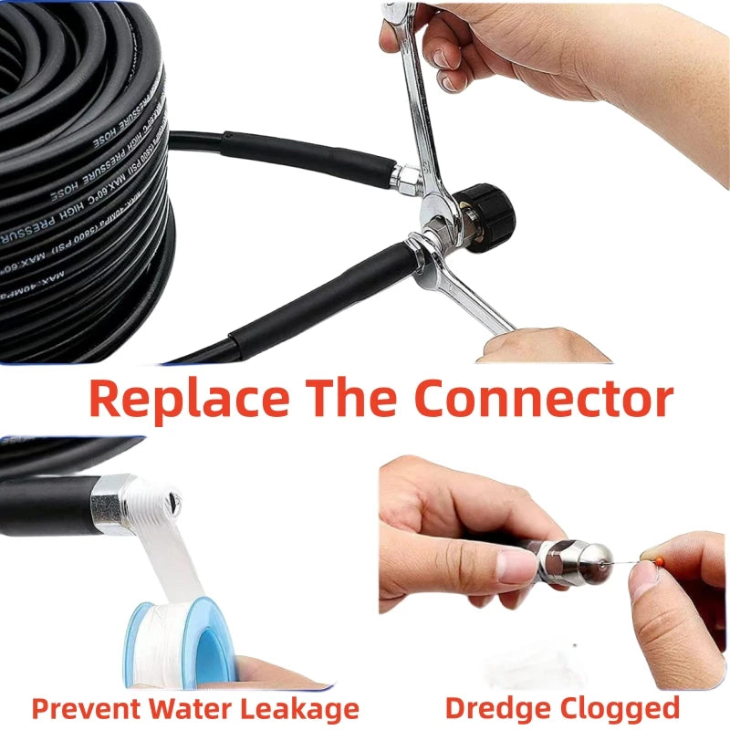 2m-35m Sewer Drainage Cleaning Hose Pipe Cleaning Kit