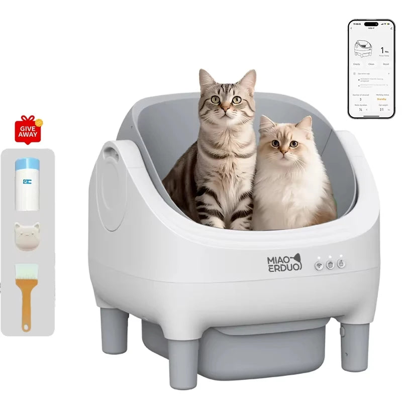 Miaoerduo 75l Self-Cleaning Cat Litter Box App Real-Time