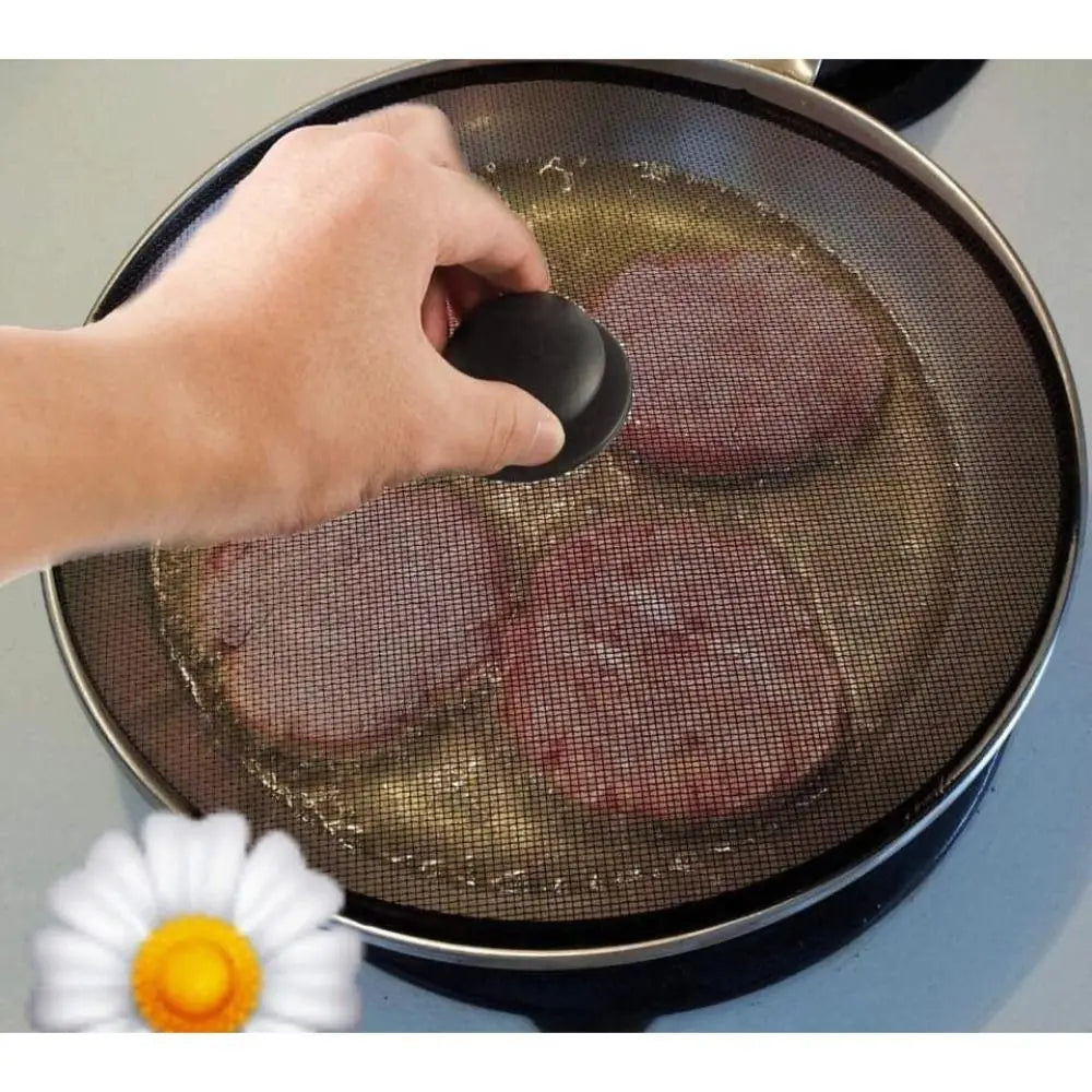 Black Splatter Screen Anti Grease Frying Pan Oil