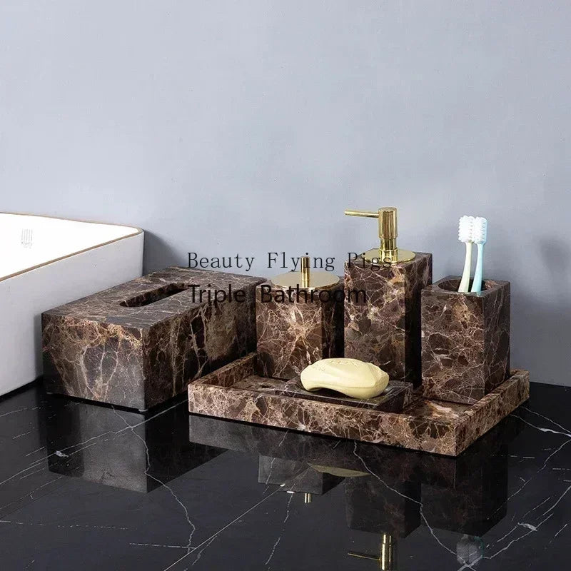 Emperador Dark Natural Marble Bathroom Brown Luxury Toothbrush