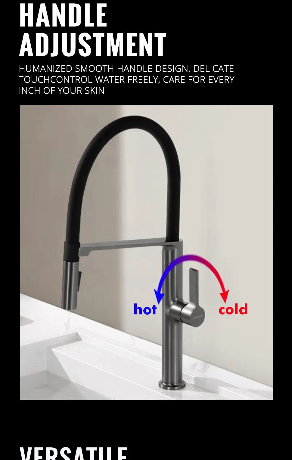 Black Faucet Pull Down Sprayer Rubber Mixer Deck