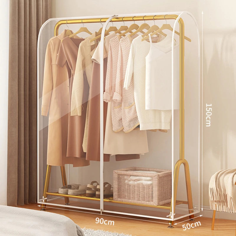 Floor Clothes Hanger Dust Cover Bedroom Drying Rack