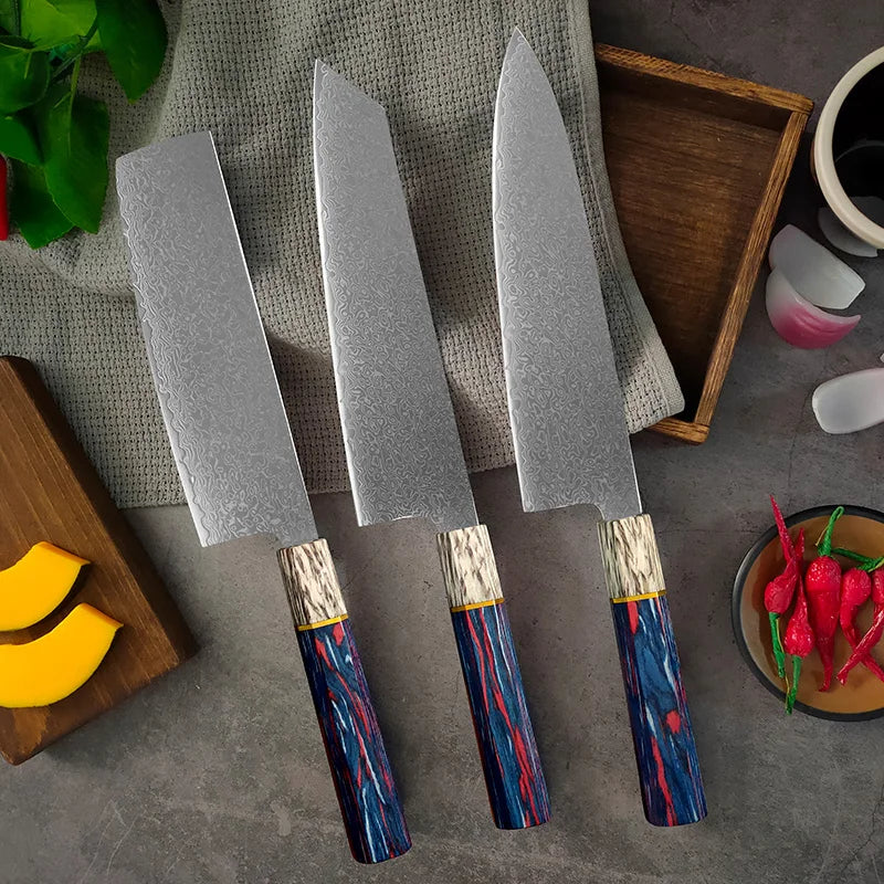 Damascus Knives Meat Cleaver Wooden Handle Chef Slicng