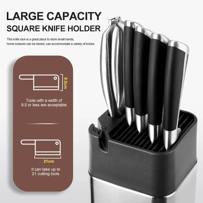 Xituo Stainless Steel Knife Holder Countertop Rack Built-In