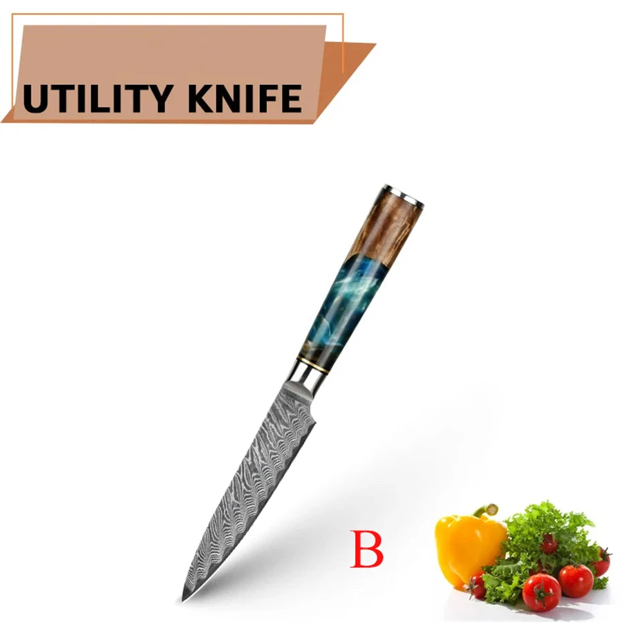 1pc Knife Damascus Steel Slicing Knife Meat Cleaver