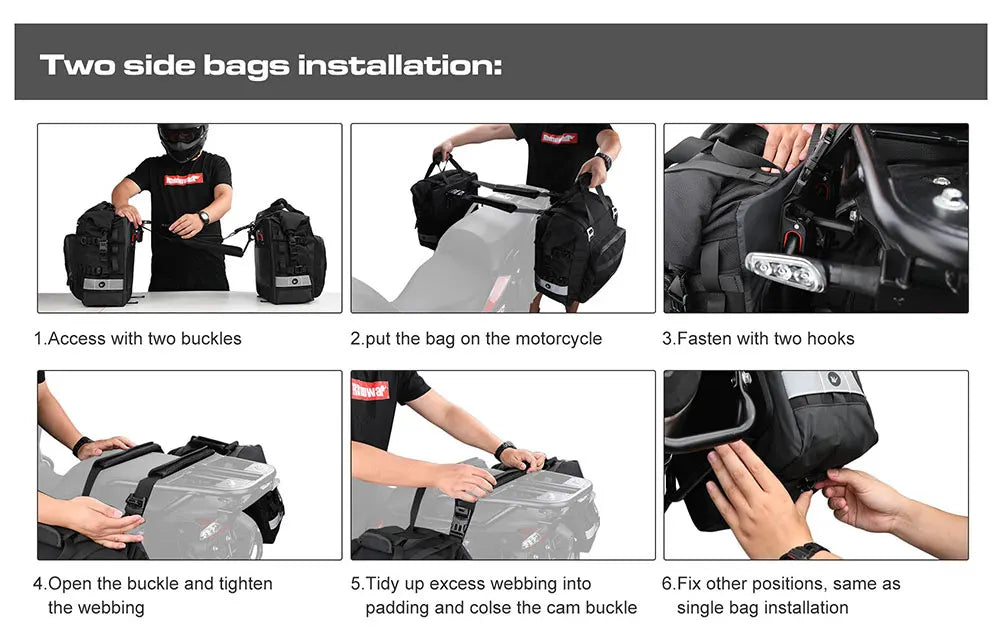 Rhinowalk 2pcs Motorcycle Saddle Bag Motor Bag 3d