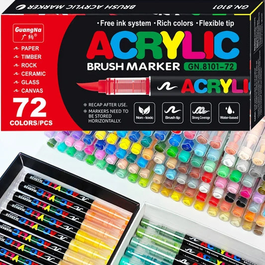 12-120 Colors Acrylic Paint Pens Markers Brush Tip