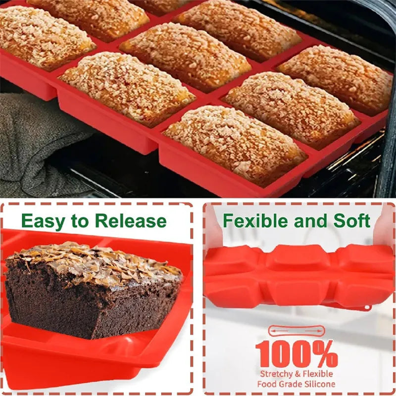 9-Cavity Silicone Mini Loaf Pan Baking Cake Bread