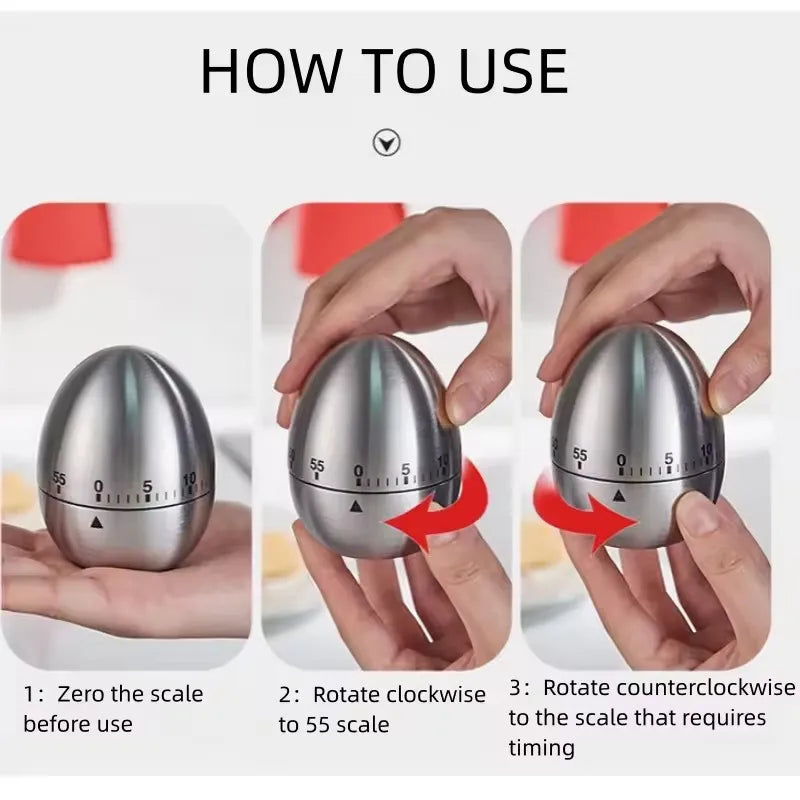 Stainless Steel Timer Mechanical Cooking Egg Alarm Clock