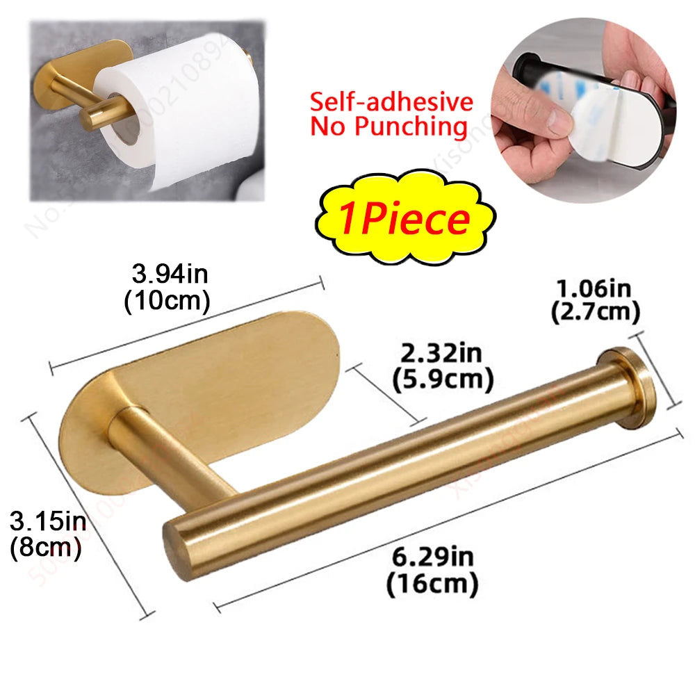 1/2pcs Paper Towel Holder Toilet Paper Holder Adhesive