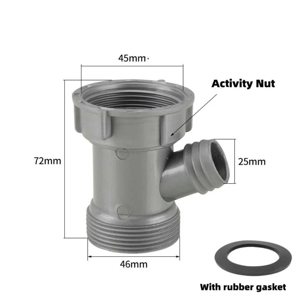 Sink Drain Pipe Adapter Rubber Gasket Deodorizing Three-Way