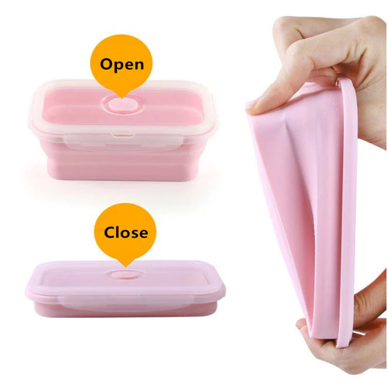 Size Choose Silicone Rectangle Lunch Box Collapsible Bento