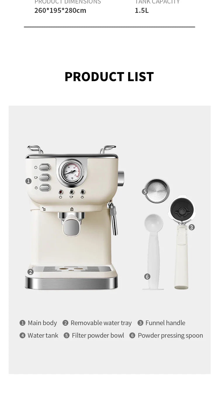 220v Italian Espresso Coffee Machine Stainless Steel Coffee