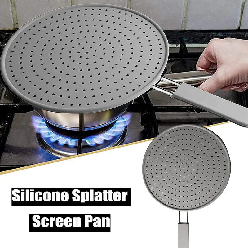 Silicone Splatter Screen Handle Heat-Resisting Oil Splash Guard
