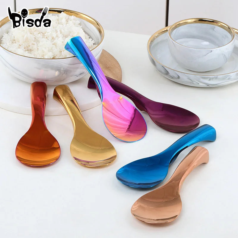 Stainless Steel Rice Spoon Golden Serving Spoons High