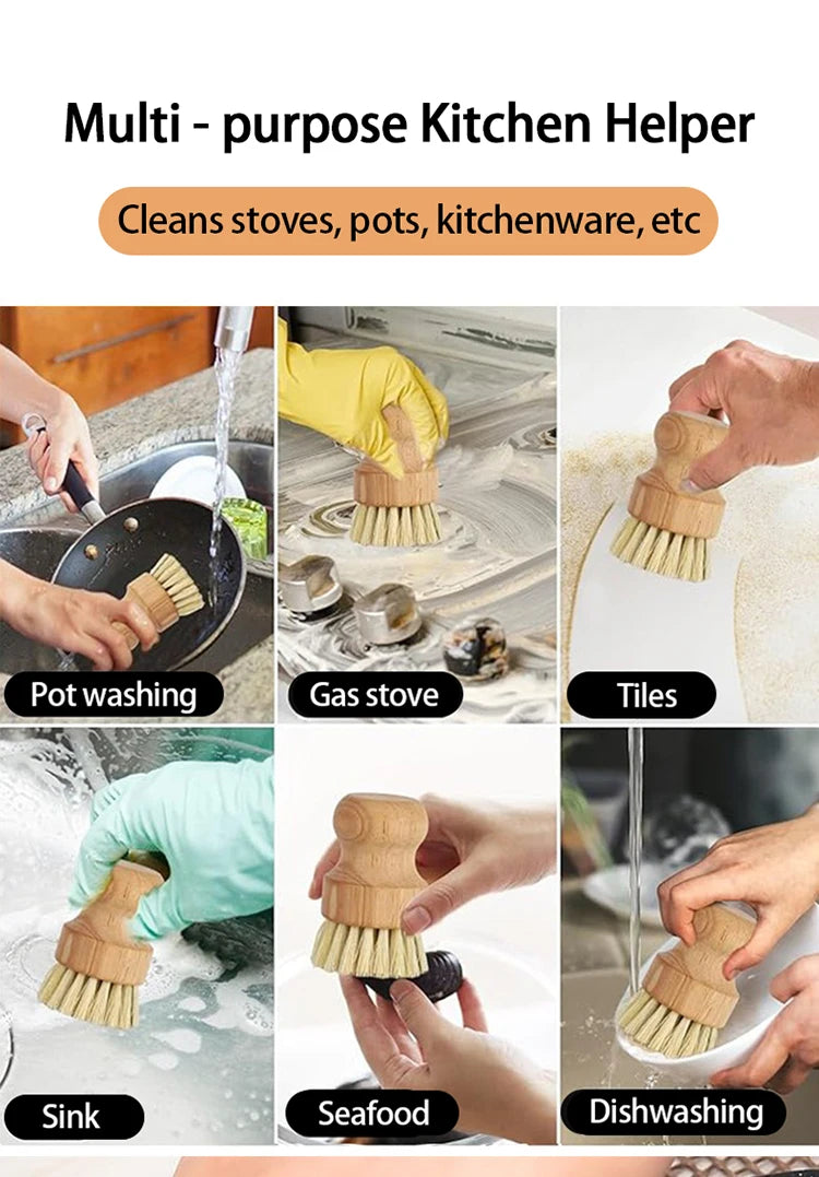 Eco-Friendly Durable Cleaning Brush Wooden Dish Brush Natural