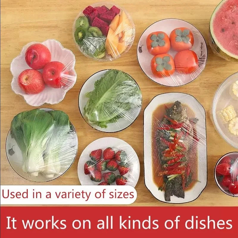 50 Pieces Disposable Food Cover Plastic Wrap Food