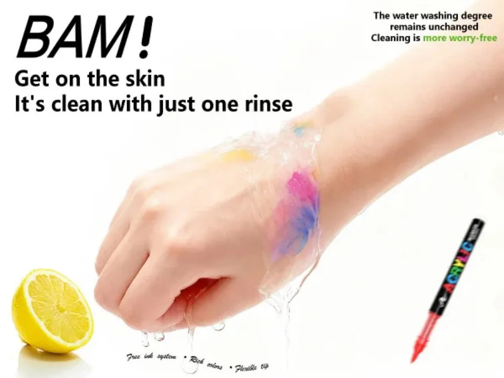 12-418 Colors Acrylic Paint Pen Markers Soft Brush