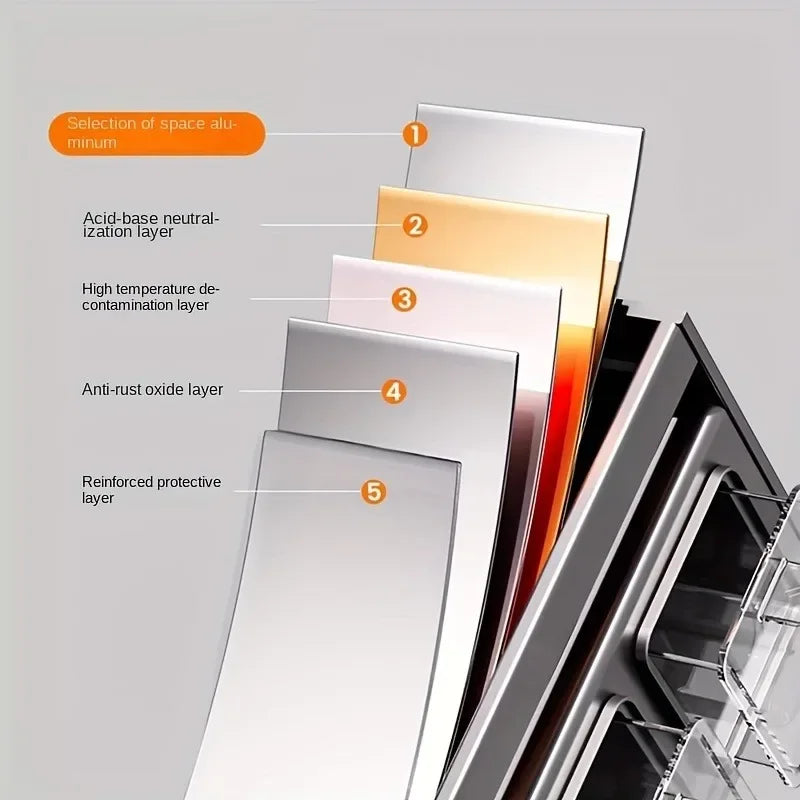 Stainless Steel Spice Rack Wall-Mounted Multi-Functional Spice