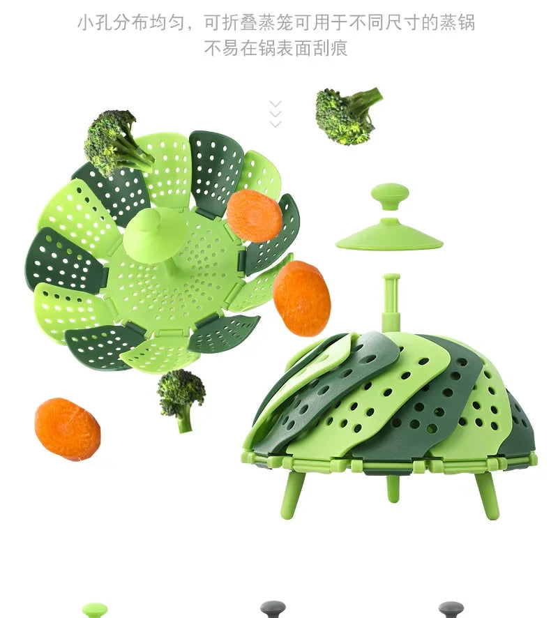 1pc Folding Food Steamer Vegetable Fruit Food Basket