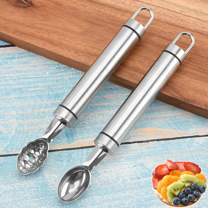 1pcs Fruit Carving Spoon Stainless Steel Waviness Baller