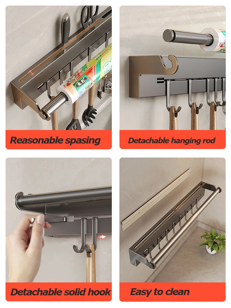 Stainless Steel Paper Towel Rack Wall Shelf Hook