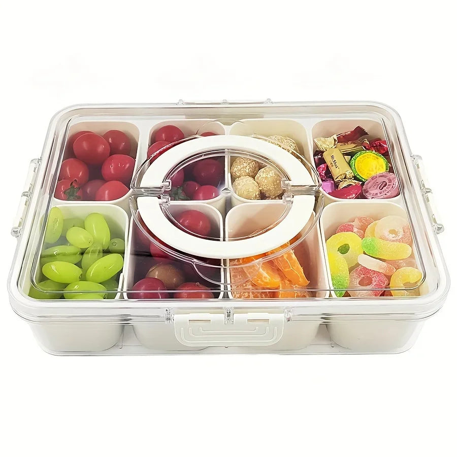 4/8 Compartment Snack Storage Box Lid Travel Charcuterie