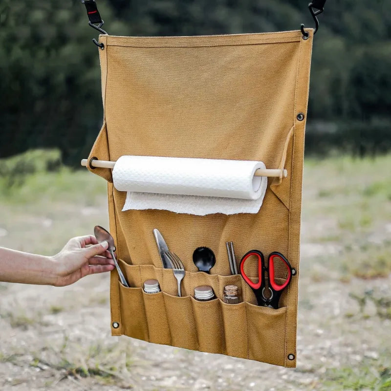 Outdoor Canvas Utensil Organizer Wall Mounted Paper Towel
