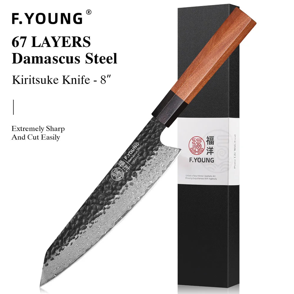 Young Japanese Hand Forged Chef Knife Damascus Steel